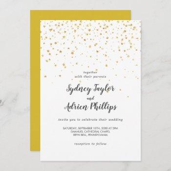 gold confetti casual wedding invitation