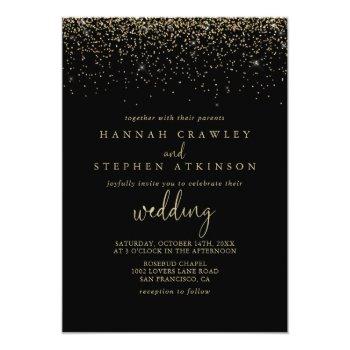 Small Gold Confetti Fancy Script Front & Back Wedding Front View