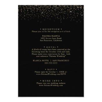 Small Gold Confetti Fancy Script Front & Back Wedding Back View