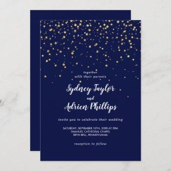 gold confetti | navy casual wedding invitation