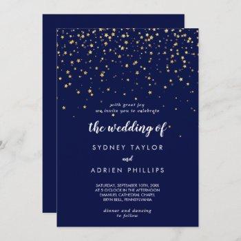 gold confetti | navy the wedding of invitation