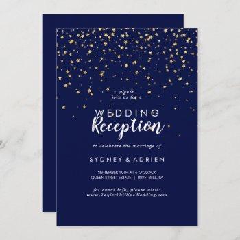 gold confetti | navy wedding reception only invitation