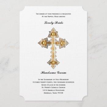 Small Gold Cross Catholic Wedding Front View