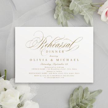 Small Gold Elegant Classic Calligraphy Rehearsal Dinner Front View
