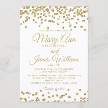 Small Gold Faux Glitter Confetti Elegant Wedding White Front View