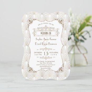 gold fleur-de-lis art deco great gatsby wedding invitation