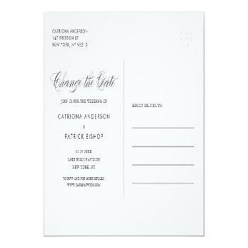 Small Gold Foil Change The Date Wedding Postponement Announcement Post Back View