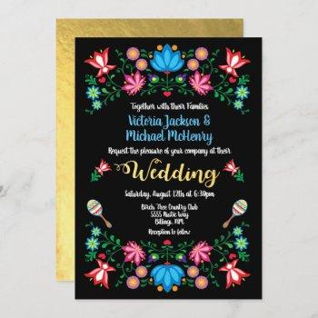 Small Gold Foil Floral Mexican Wedding Fiesta Front View