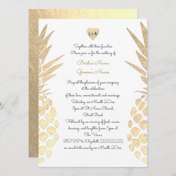 Small Gold Foil Look Pineapple Tropical Summer Wedding Front View