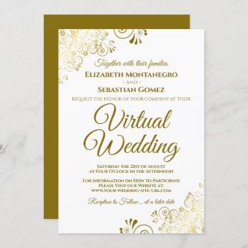 gold frills on white elegant virtual wedding invitation