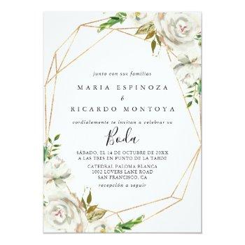 Small Gold Geometric Peony Floral Spanish Wedding Front View