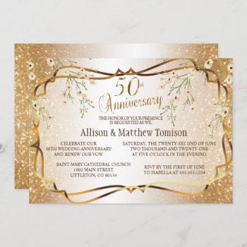 Small Gold Glitter 50th Wedding Anniversary | Diy Text Front View