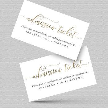 Small Gold Glitter Admission Ticket Enclosure Card Front View