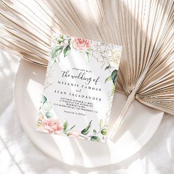 gold green foliage floral the wedding of invitation