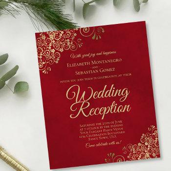 gold lace red wedding reception budget invitation