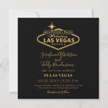 gold las vegas fabulous destination square wedding invitation