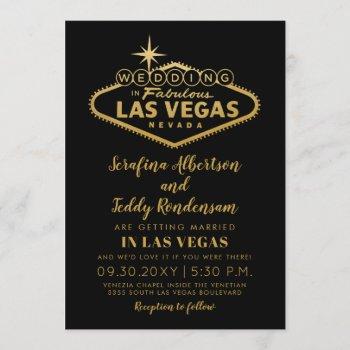 gold las vegas fabulous destination wedding invitation