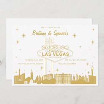 gold las vegas skyline wedding invitation