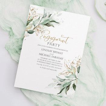 Small Gold Leaves Greenery Elegant Engagement Party Front View