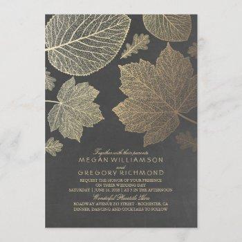 Small Gold Leaves Vintage Rustic Fall Wedding Front View