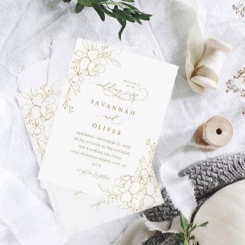 gold lined floral white & gold wedding