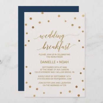 gold polka dots wedding breakfast invitation