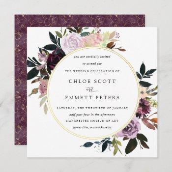 Small Gold Purple Mauve Pink Floral Wedding Front View