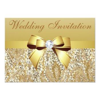 Small Gold Sequins, Bow & Diamond Wedding Front View