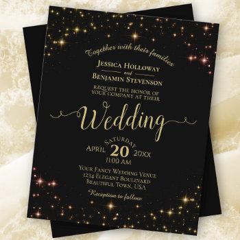 Small Gold Sparkles On Black Budget Wedding Front View