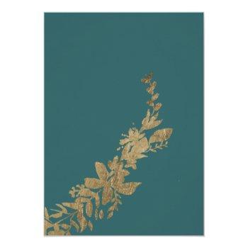 Small Gold Typography Leaf Floral Green Teal Wedding Back View