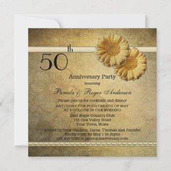 Small Gold Vintage Daisy Flowers Anniversary Front View
