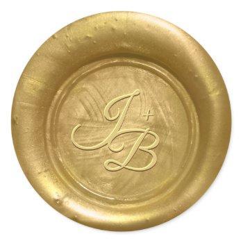 Small Gold Wax Seal Stickers Initials Wedding Envelope Front View