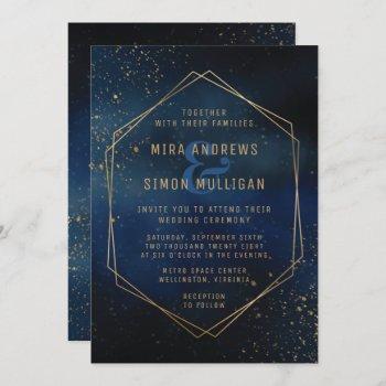 golden galaxy wedding invitation
