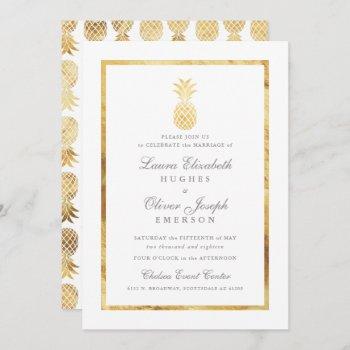 goldentropical pineapple gold wedding invitations
