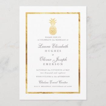goldentropical pineapple gold wedding invitations