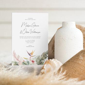gorgeous tropical botanicals destination wedding invitation