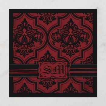 Small Goth Red Black Damask Wedding Front View