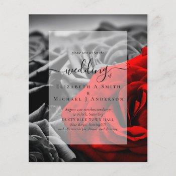 Small Gothic Black And Red Roses Goth Wedding Invite Front View