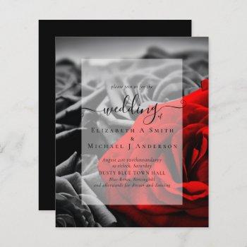 gothic black and red roses goth wedding invite