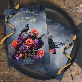 gothic crow vampire bat dark moody wedding bouquet invitation