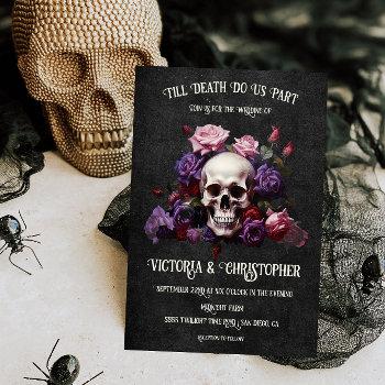 gothic dark moody skull wedding bouquet invitation
