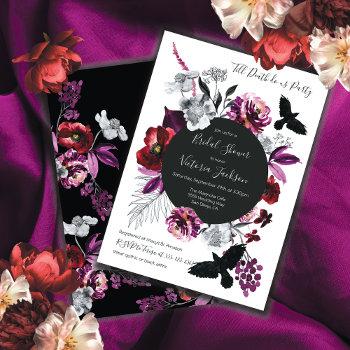 gothic floral dark & moody bridal shower invitation