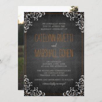 gothic flourish halloween holiday photo wedding invitation
