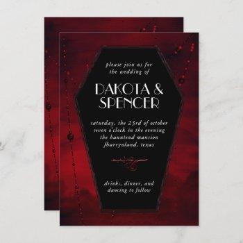 Small Gothic Luxe | Black And Blood Red Coffin Wedding Front View