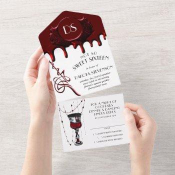 gothic luxe | fun gory blood red sweet sixteen all in one invitation