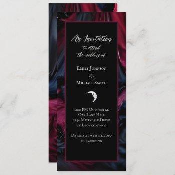 gothic red & black satin drape halloween wedding invitation