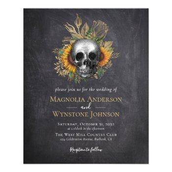 gothic skull floral halloween wedding invitation flyer