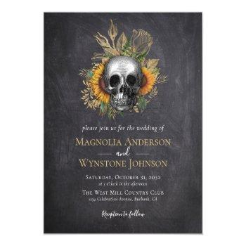 Small Gothic Skull Floral Halloween Wedding  Flyer Front View