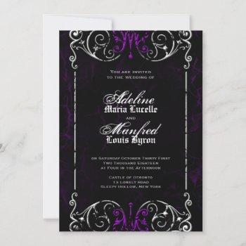 gothic victorian halloween purple wedding invite