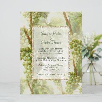 grape vines winery themed large wedding invitation